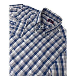 UNTUCKit Button Up Dress Shirt Size Large Long Sleeve Blue Gray Check